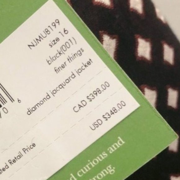 Kate Spade Blazer Diamond Jacquard Textured Jacket, Size 16 New w/Tag $348 - Picture 8 of 9